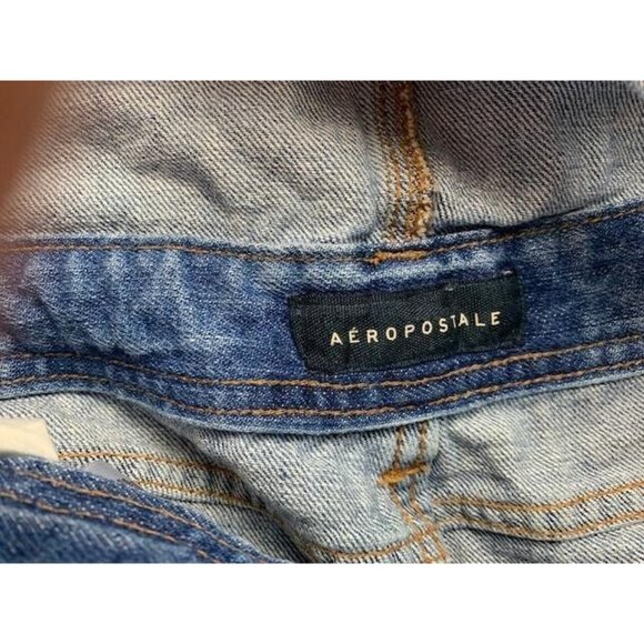 Aeropostale Size M Womens Bib Overalls Distressed Light Wash Mid Rise Ra… - Picture 4 of 4
